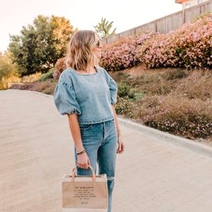The Odells Everly Button Back Denim Top Cornflower